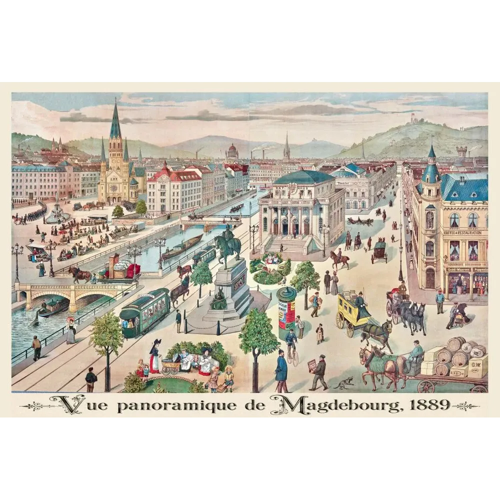 Vue Panoramique Magdebourg 1889 Allemagne - Document ancien Vue Panoramique Magdebourg 1889 Allemagne - Document ancien