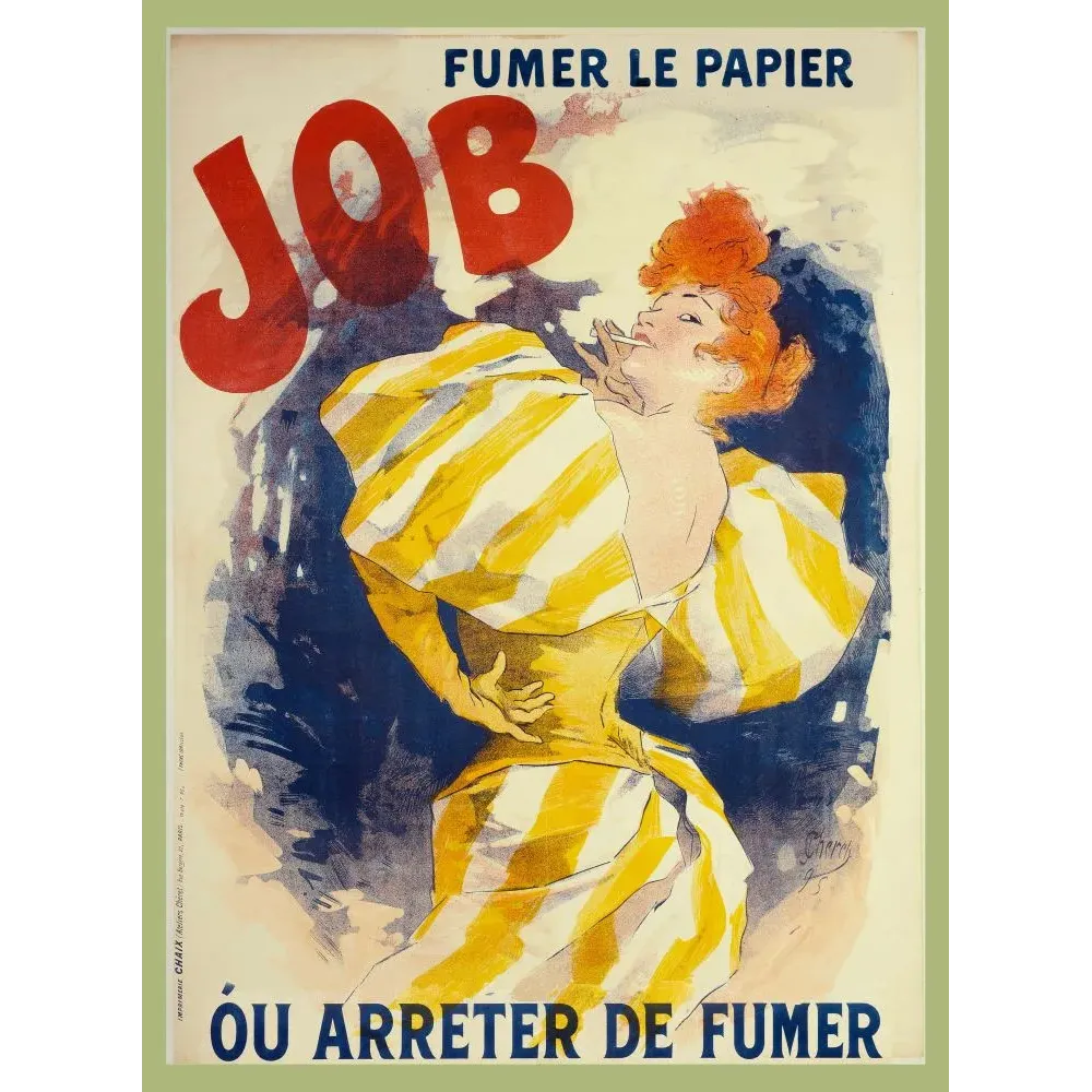 Papier Cigarettes JOB Chaix Paris femme rousse - Publicité vintage Papier Cigarettes JOB Chaix Paris femme rousse - Publicité vintage
