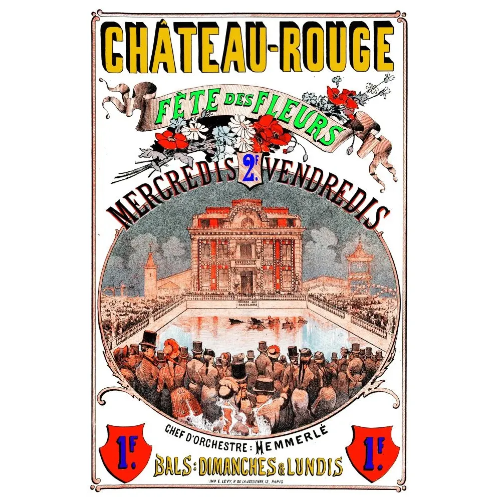 Château-Rouge Paris Fête Fleurs Bals Memmerlé - Publicité vintage