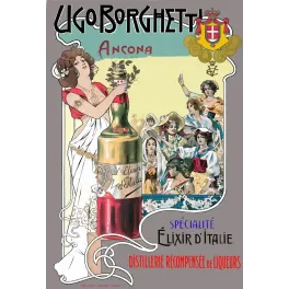 Ugo Borghetti Ancona Élixir Italie liqueur - Publicité vintage