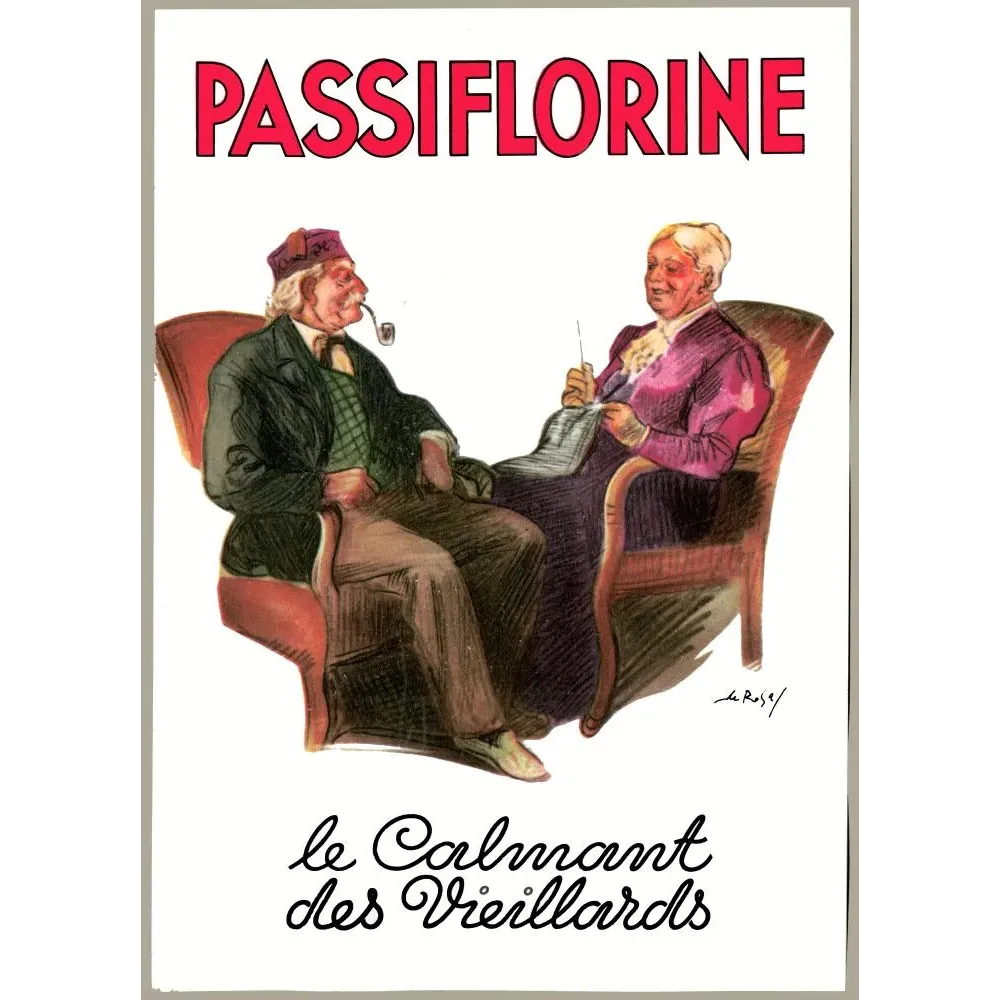 Passiflorine Calmant Vieillards Le Rosy couple âgé - Publicité vintage Passiflorine Calmant Vieillards Le Rosy couple âgé - Publicité vintage