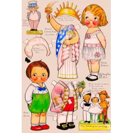Dolly Dingle Drayton poupées patriotiques USA – Publicité vintage