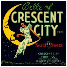 Belle Crescent City agrumes Floride lune – Publicité vintage