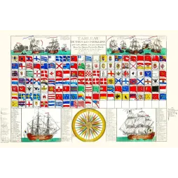 Pavillons Maritimes Monde 1781 Paris – Document ancien