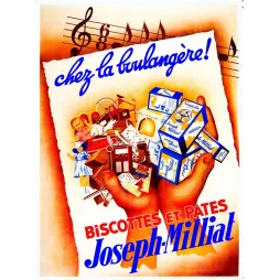 Biscottes Pâtes Joseph Milliat Lyon boulangère – Publicité vintage