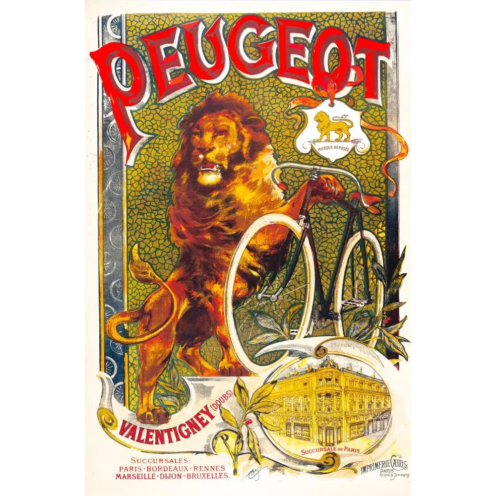 Peugeot Bicyclettes Valentigney lion Casils – Publicité vintage