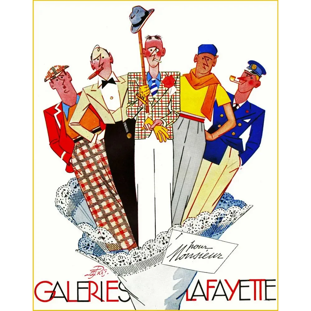 Galeries Lafayette Mode Masculine Pret - Publicité vintage Galeries Lafayette Mode Masculine Pret - Publicité vintage