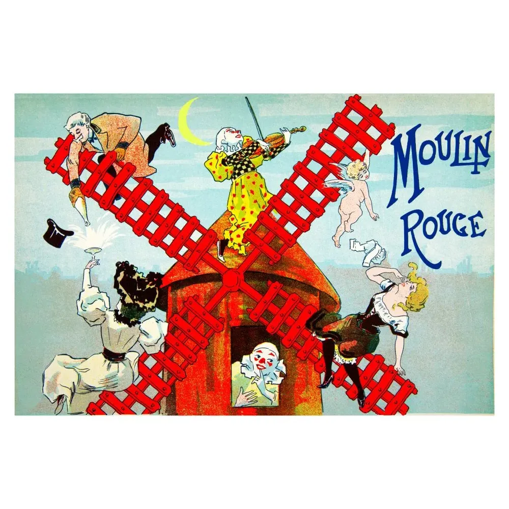 Moulin Rouge Paris Spectacle Affiche Clowns - Publicité vintage Moulin Rouge Paris Spectacle Affiche Clowns - Publicité vintage