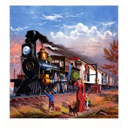 Fast Mail Locomotive Vapeur Américaine XIXe - Publicité vintage