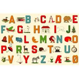Abécédaire Illustré Scandinave Alphabet Coloré Enfants - Document ancien