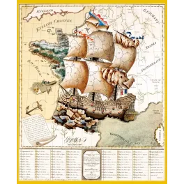 Carte France Navire Allégorique Départements XVIIIe - Carte ancien
