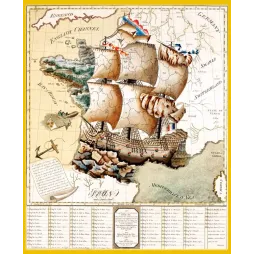 Carte France Navire Allégorique Départements XVIIIe - Carte ancien