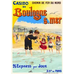 Affiche vintage Casino Boulogne-sur-Mer, chemin de fer Nord