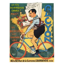 Publicité Alcyon bicyclette coureur cycliste Tour de France Faber Lapize Garrigou signé Mich Courbevoie