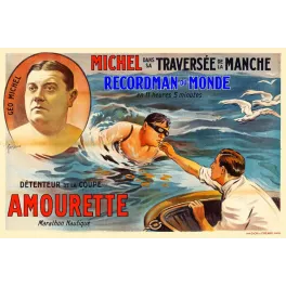 Publicité apéritif Amourette marathon nautique Géo Michel traversée Manche natation recordman mouettes