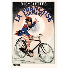 Publicité bicyclette La Française Diamant cycliste costume bicorne épaulettes rouges signé Raoul Vion Paris