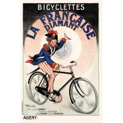 Publicité bicyclette La Française Diamant cycliste costume bicorne épaulettes rouges signé Raoul Vion Paris