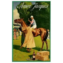Publicité Amer Jacques De Kempenaar Anvers jockey cheval champ de courses victoire coupe spectateurs