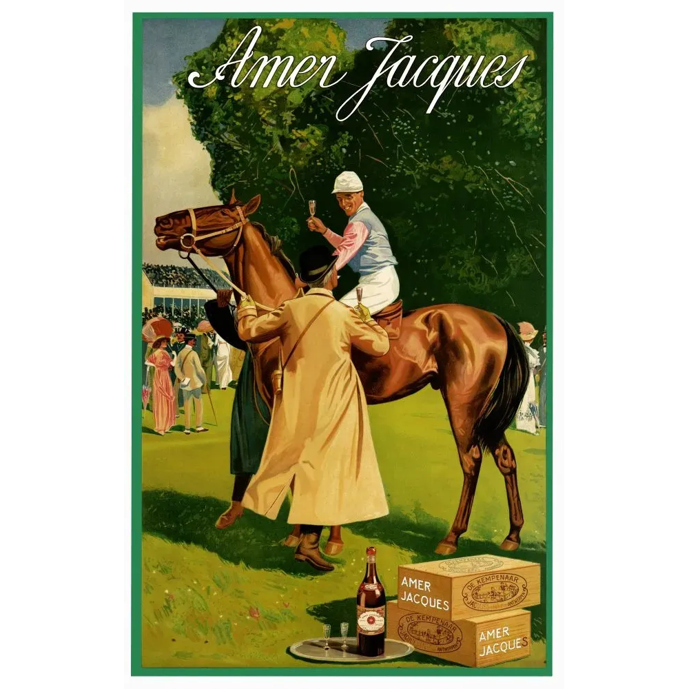Publicité Amer Jacques De Kempenaar Anvers jockey cheval champ de courses victoire coupe spectateurs Publicité Amer Jacques De Kempenaar Anvers jockey cheval champ de courses victoire coupe spectateurs
