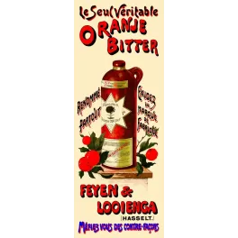 Publicité Oranje Bitter Feyen Looienga Hasselt bouteille grès rouge oranges feuillage étoile