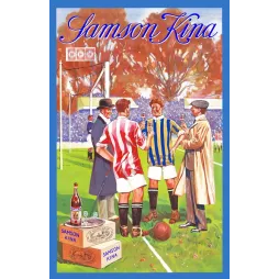 Publicité Samson Kina apéritif football joueurs trinquant stade supporters De Kempenaar Anvers