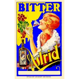 Publicité Bitter Astrid femme blonde fourrure cocktail raisins Affiches Art Beyaert-Sioen Courtrai