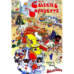 Réclame Galeries Lafayette Paris étrennes jouets décembre locomotive poupées clowns ours Noël