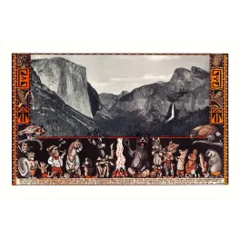 Document Yosemite Jo Mora animaux forêt feu camp ours cerfs El Capitan Half Dome chute eau