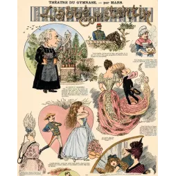 Planche L'Abbé Constantin Théâtre du Gymnase Mars personnages Bettina Pauline cheval Loulou saynètes