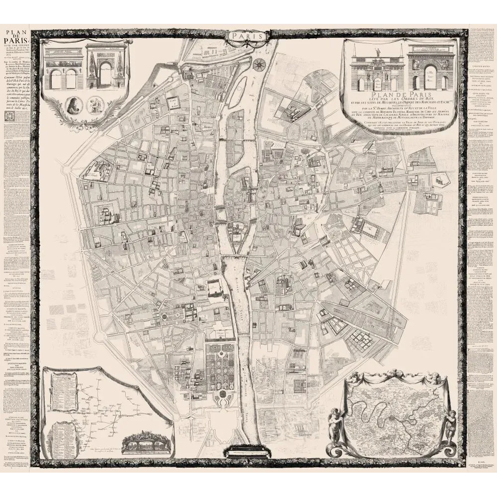Plan Paris levé Ordres du Roi Bréret architecte XVIIIe siècle cartouches monuments nomenclatures Plan Paris levé Ordres du Roi Bréret architecte XVIIIe siècle cartouches monuments nomenclatures