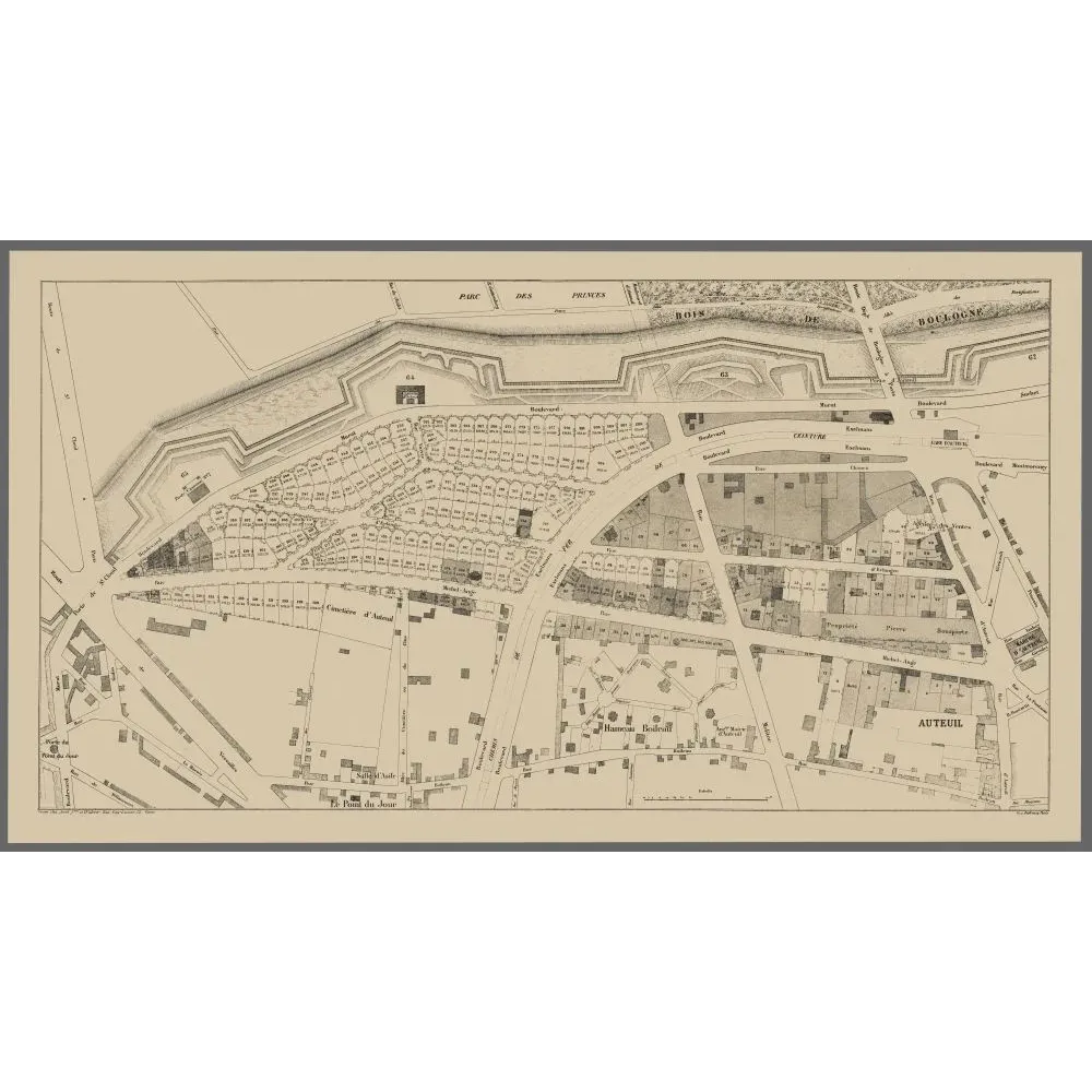 Plan cadastral noir et blanc d'Auteuil Plan cadastral noir et blanc d'Auteuil