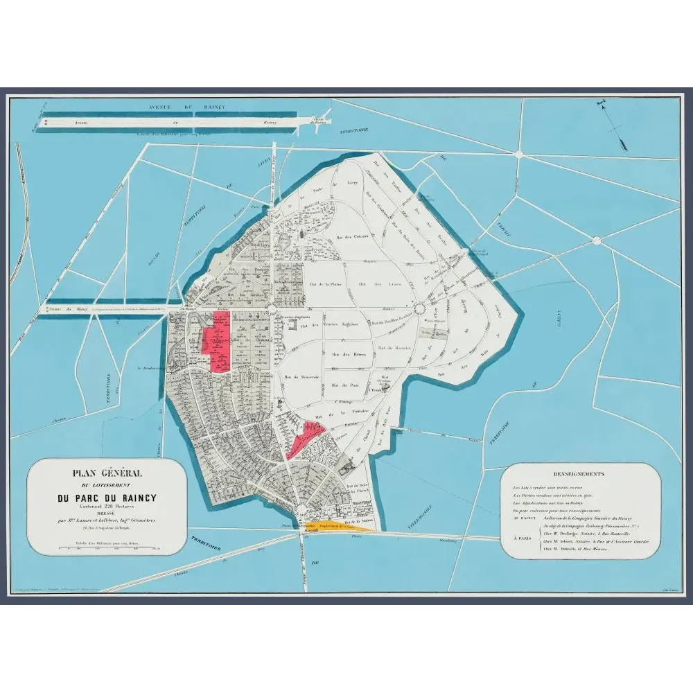 Plan couleur du lotissement du Parc du Raincy Plan couleur du lotissement du Parc du Raincy