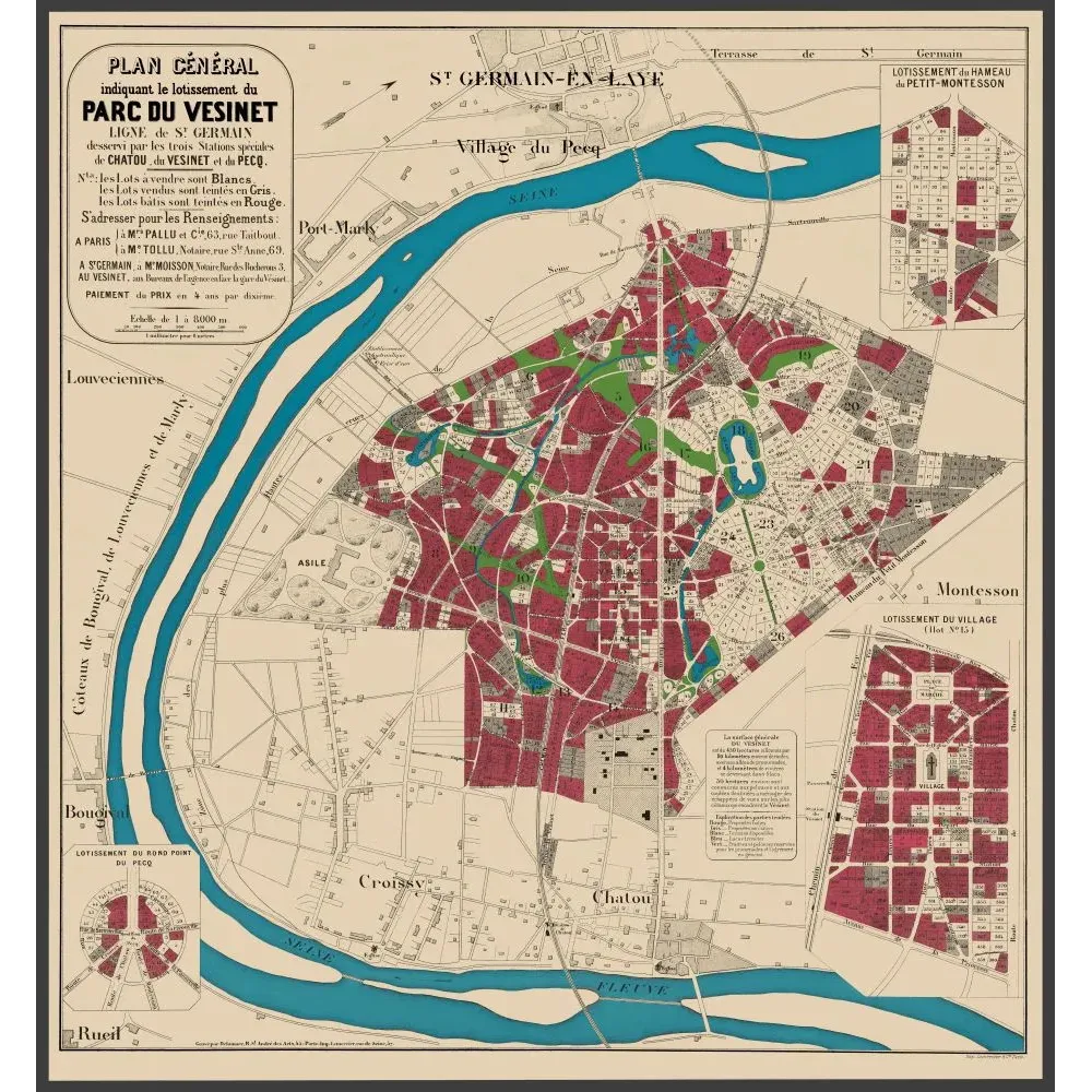 Plan coloré du lotissement du Parc du Vésinet