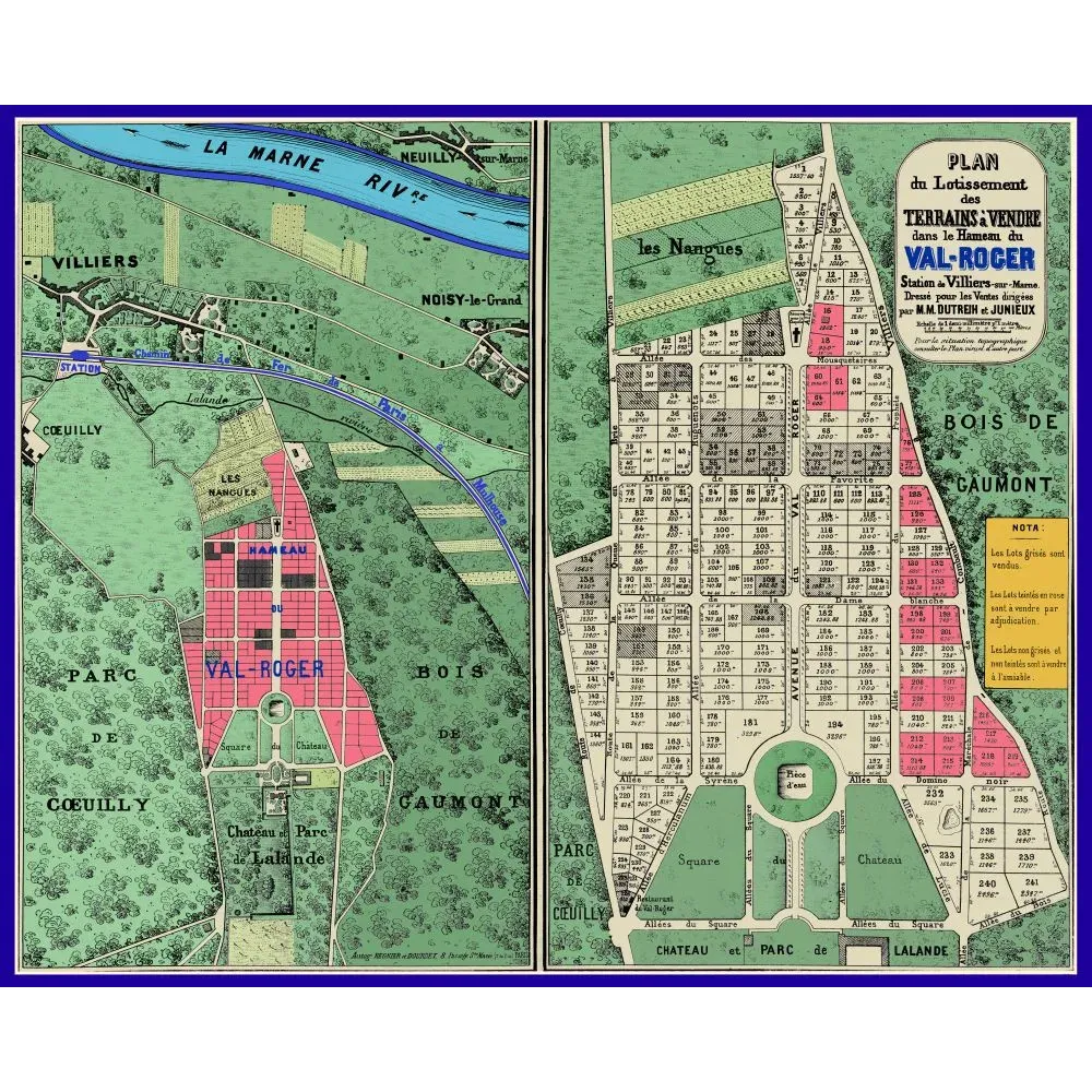 Plan coloré du lotissement du Val-Roger