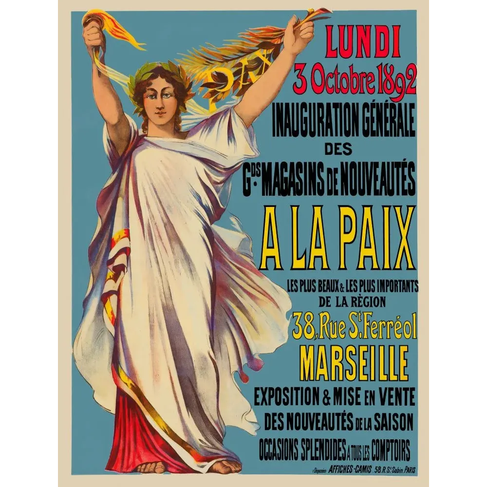 Affiche A la Paix Marseille 1892 Affiche A la Paix Marseille 1892