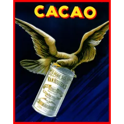 Cocoa Van Houten Hollande affiche aigle boîte - Publicité vintage