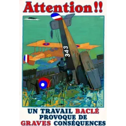 Document prévention aviation militaire française biplan tricolore 343 crash eau cocarde bleu blanc rouge