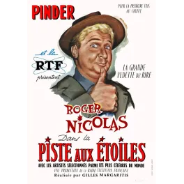 Publicité Cirque Pinder RTF Roger Nicolas Piste aux Étoiles portrait souriant chapeau marron Gilles Margaritis
