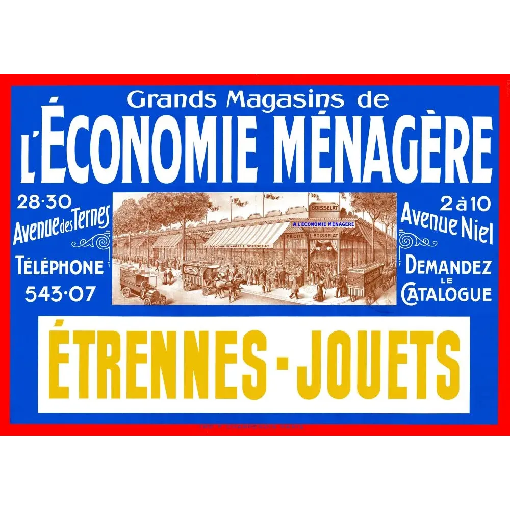 Pub Grands Magasins Économie Ménagère Paris étrennes jouets avenue des Ternes façade animée fond bleu Chappelain Pub Grands Magasins Économie Ménagère Paris étrennes jouets avenue des Ternes façade animée fond bleu Chappelain