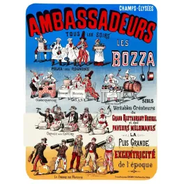 Publicité Ambassadeurs Les Bozza Champs-Élysées cuisiniers Polka Rognons Restaurant Musical Fanfare Paveurs