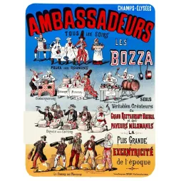 Publicité Ambassadeurs Les Bozza Champs-Élysées cuisiniers Polka Rognons Restaurant Musical Fanfare Paveurs