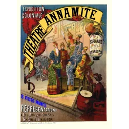 Publicité Théâtre Annamite Exposition Coloniale Invalides Paris acteurs costumes brodés masques tambour 38 artistes