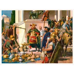Peinture historique Anton Hoffmann Brennus Gaulois rançon Rome 390 av JC balance or louve capitoline Vae Victis