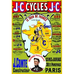 Pub Cycles J.C J. Conte Paris carte France Tour de France Cornet Walthour champion monde palmarès 1904-1906 coureur cycliste