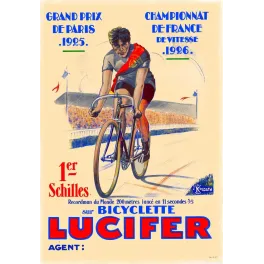Pub Bicyclettes Lucifer Schilles Grand Prix Paris 1925 Championnat France Vitesse 1926 coureur piste écharpe rouge Kossuth Paris