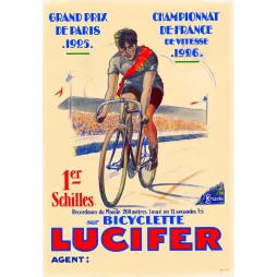 Pub Bicyclettes Lucifer Schilles Grand Prix Paris 1925 Championnat France Vitesse 1926 coureur piste écharpe rouge Kossuth Paris
