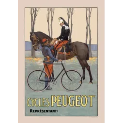 Publicité Cycles Peugeot militaire soldat fantassin vélo cavalier cheval officier gala automne Vuillemin Lemercier