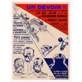 Document gala Gueules Cassées Vélodrome Buffalo 21 juin 1926 course auto cyclisme lutte haltérophilie Tito