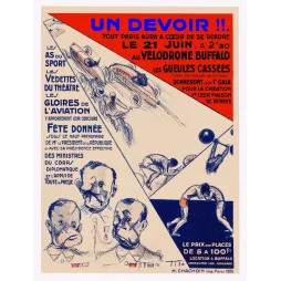 Document gala Gueules Cassées Vélodrome Buffalo 21 juin 1926 course auto cyclisme lutte haltérophilie Tito