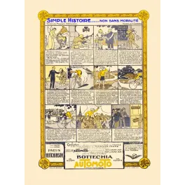 Document publicitaire bande dessinée Automoto Bottechia Tour de France 1924 Hutchinson Cassard Pélissier cyclisme